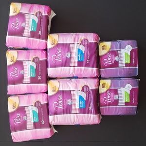 Lot of Poise incontinence Pads and Liners, 7 packs